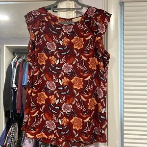 Loft Red Floral Top